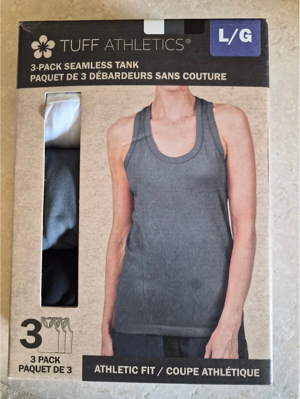Tuff Athletics 3-Pack Seamless Athletic Fit Tank Tops for Women, Large 0121